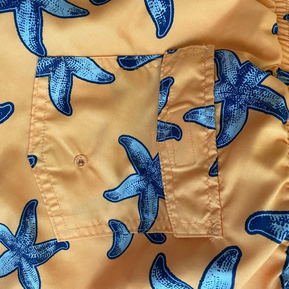 Club Room Men's Swim Trunks Orange Star Fish Beach Shorts Summer Cruise Pool L